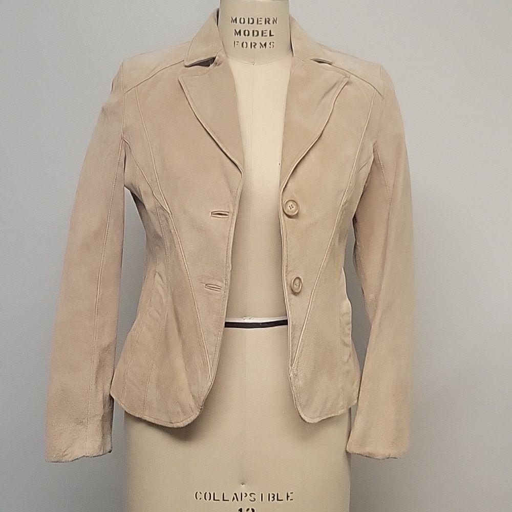 Siena Sz 6 Tan Suede Leather Blazer Jacket